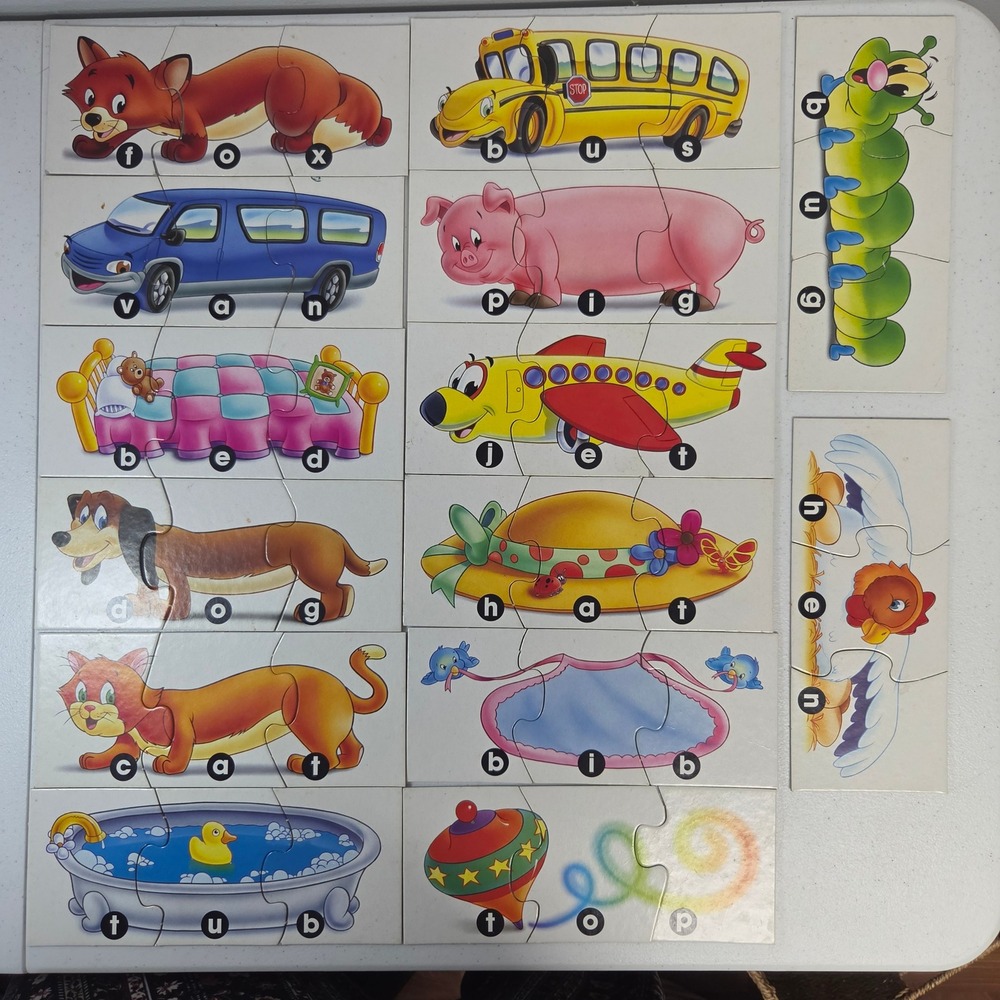Vintage Preschool Spelling Puzzle Toddler Educational Word Building Game